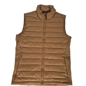 Alpine Design Vest Mens Small Brown Down Puffer Fleece Lined Full Zip Outdoor